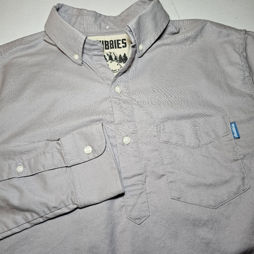 Chubbies Mens Size L Shirt In Tents Relaxation Outdoors Long Sleeve Beige Tan